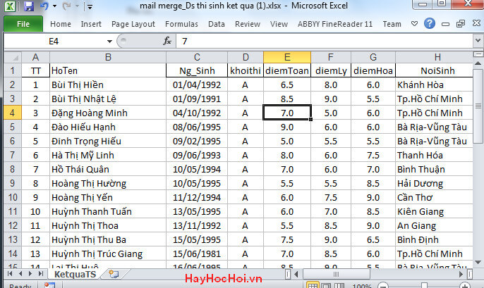 file chứa thông tin nguồn dạng Excel
