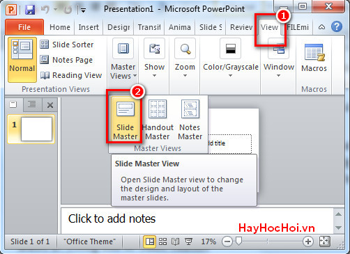 3 bước để tạo slide master trong powerpoint 2010
