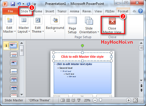 tạo slide master trong powerpoint 2010 chỉ với 3 bước