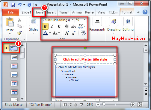 3 bước để tạo slide master trong powerpoint 2010