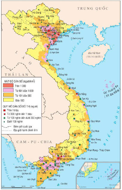 Lược đồ phân bố dân cư và đô thị Việt Nam năm 1999
