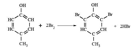 4 methylphenol tác dụng với nước bromine