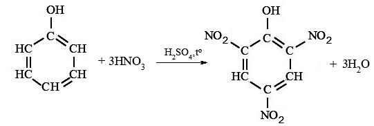 Phenol phản ứng với dung dịch nitric acid