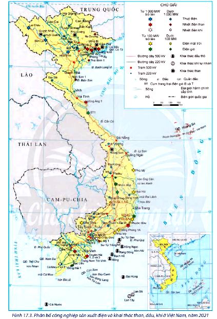 Phân bố công nghiệp sản xuất điện, khai thác than, dầu, khí ở Việt Nam