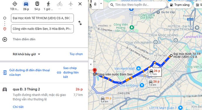 Sử dụng google map để tìm đường đi