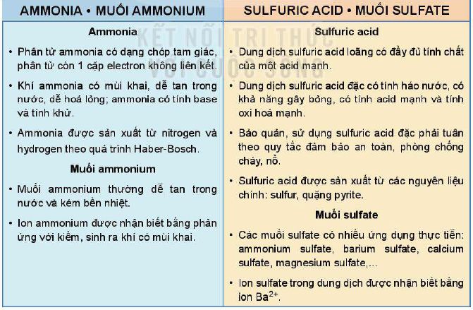 Ammonia và muối Ammonium, Sulfuric acid và muối sulfate