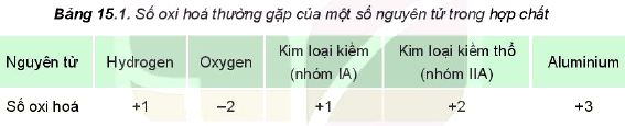 Số oxi hóa thường gặp của một số nguyên tử